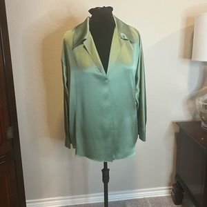 Vince Camuto Silk Blouse - Green XXL
